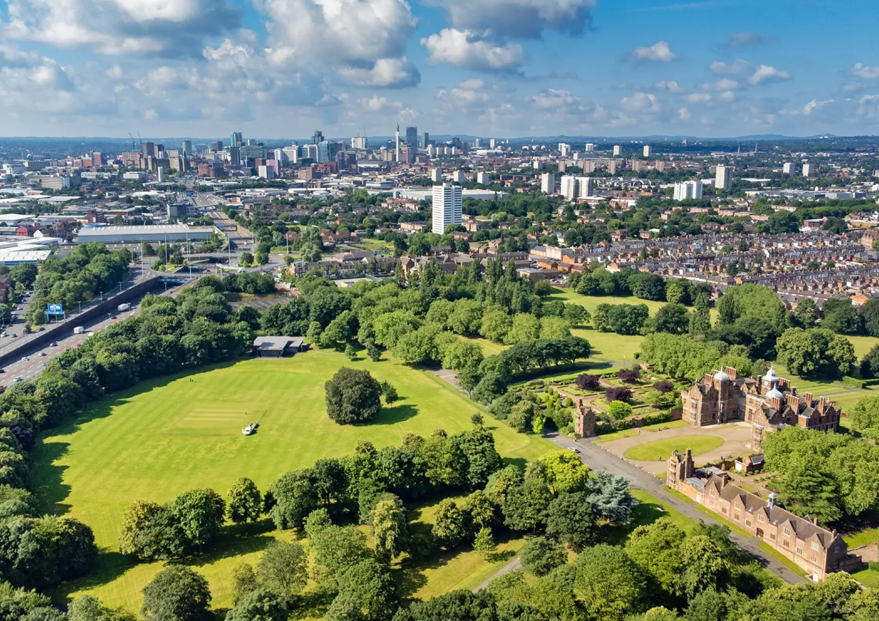 Aerial view of Aston Hall Birmingham